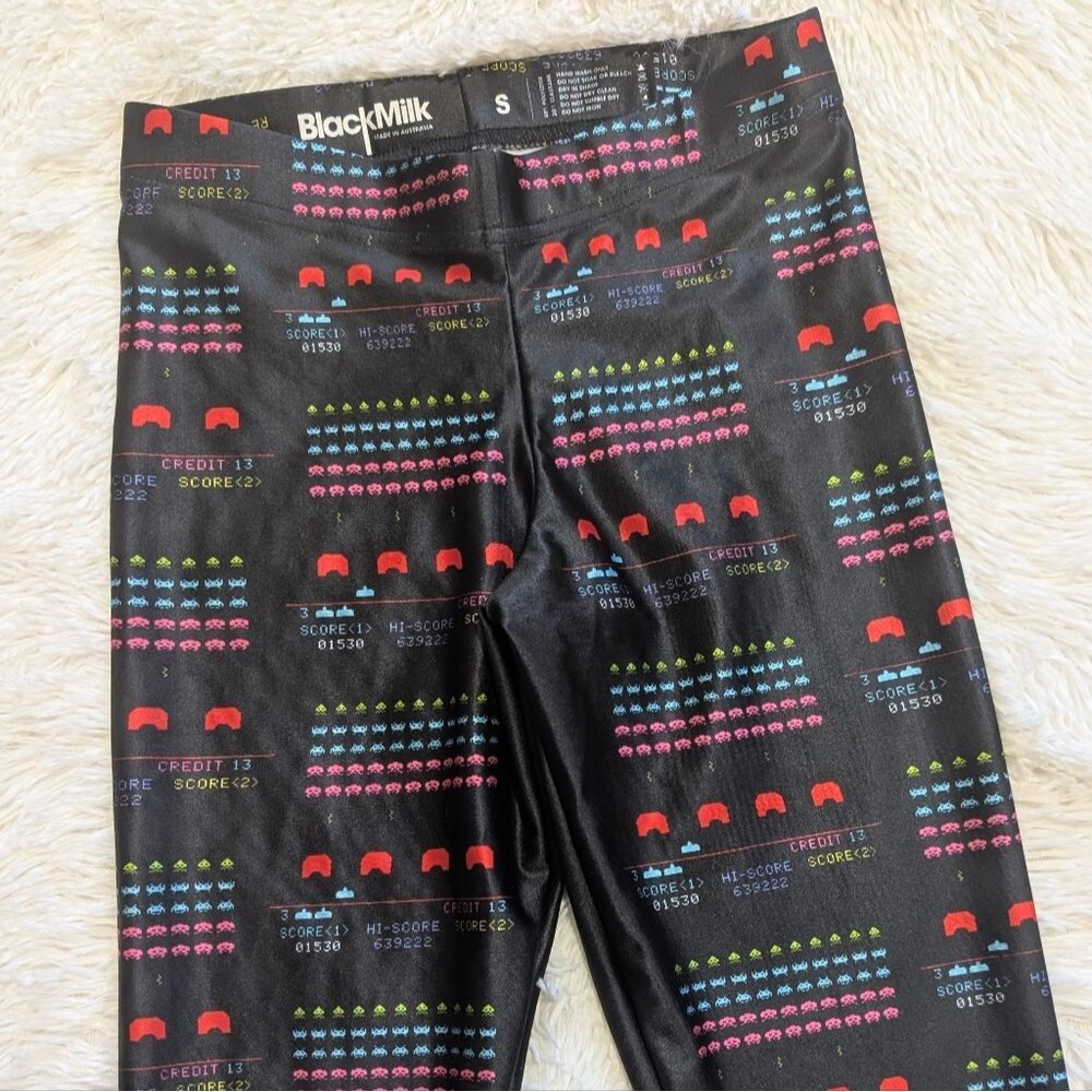 Blackmilk Rainbow Space Invaders Video Game Score Print Leggings Size Small - Picture 5 of 13
